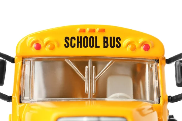 Żółty Szkolny Autobus Białym Tle Zbliżenie Transport Dla Studentów — Zdjęcie stockowe