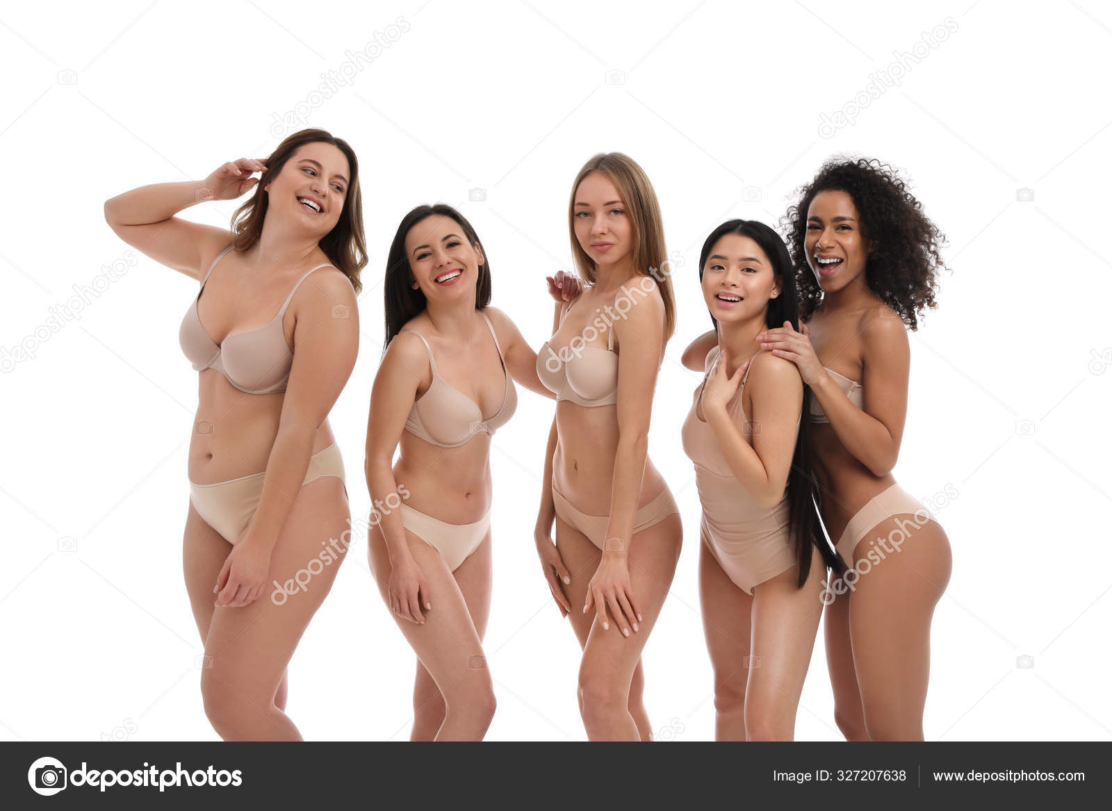 Group Women Different Body Types Underwear White Background Stock Photo by ©NewAfrica 327207638