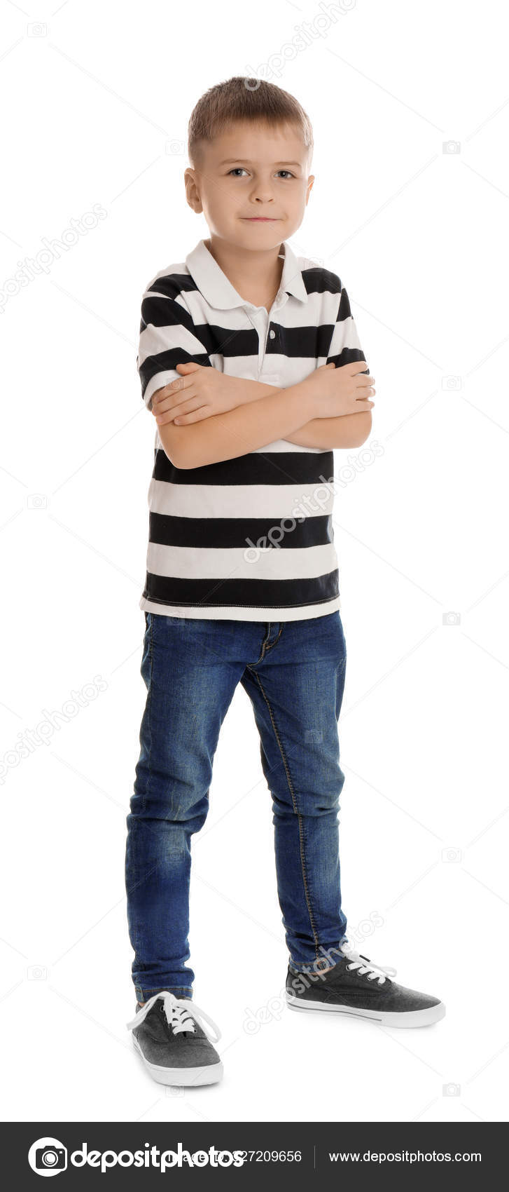 Portrait Complet Petit Garçon Sur Fond Blanc — Photo de stock par