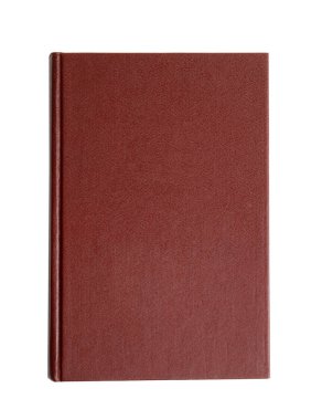 Eskimiş kahverengi kapaklı eski kitap beyaz, üst görünümde izole