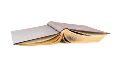 Beyazda izole edilmiş eski ciltli kitabı aç