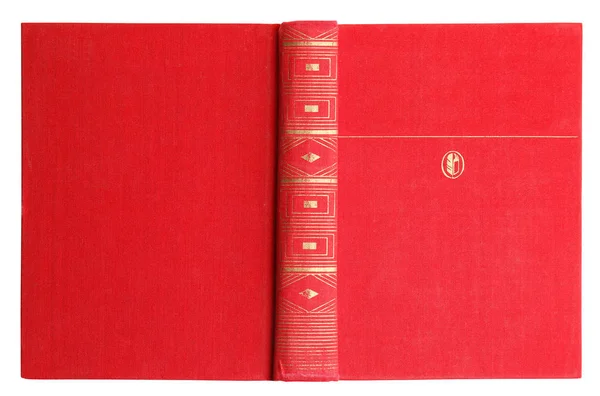Open Old Book Vintage Red Cover Isolated White Top View — Stock Photo, Image