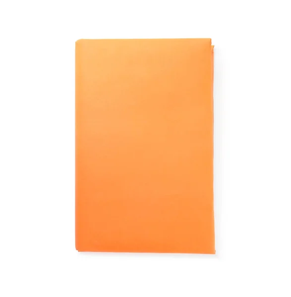 空白橙色封面的书，白色，顶部视图隔离 — 图库照片