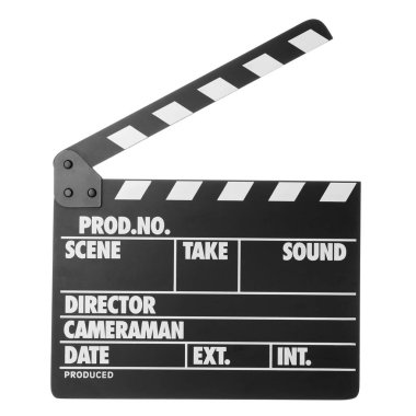 El çırpma tahtası beyaza izole edildi. Sinema yapımı