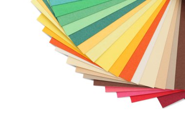 Beyaz, üst görünümde izole edilmiş renk paleti örnekleri