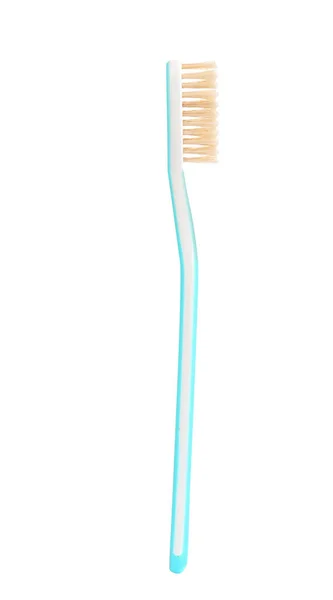 Natural bristle toothbrush with blue handle isolated on white — Stock Photo, Image