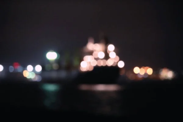 Verschwommene Sicht Auf Massengutfrachter Der Nacht Bokeh Effekt — Stockfoto