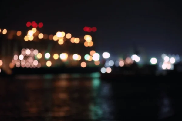 Verschwommene Sicht Auf Docks Der Nacht Bokeh Effekt — Stockfoto