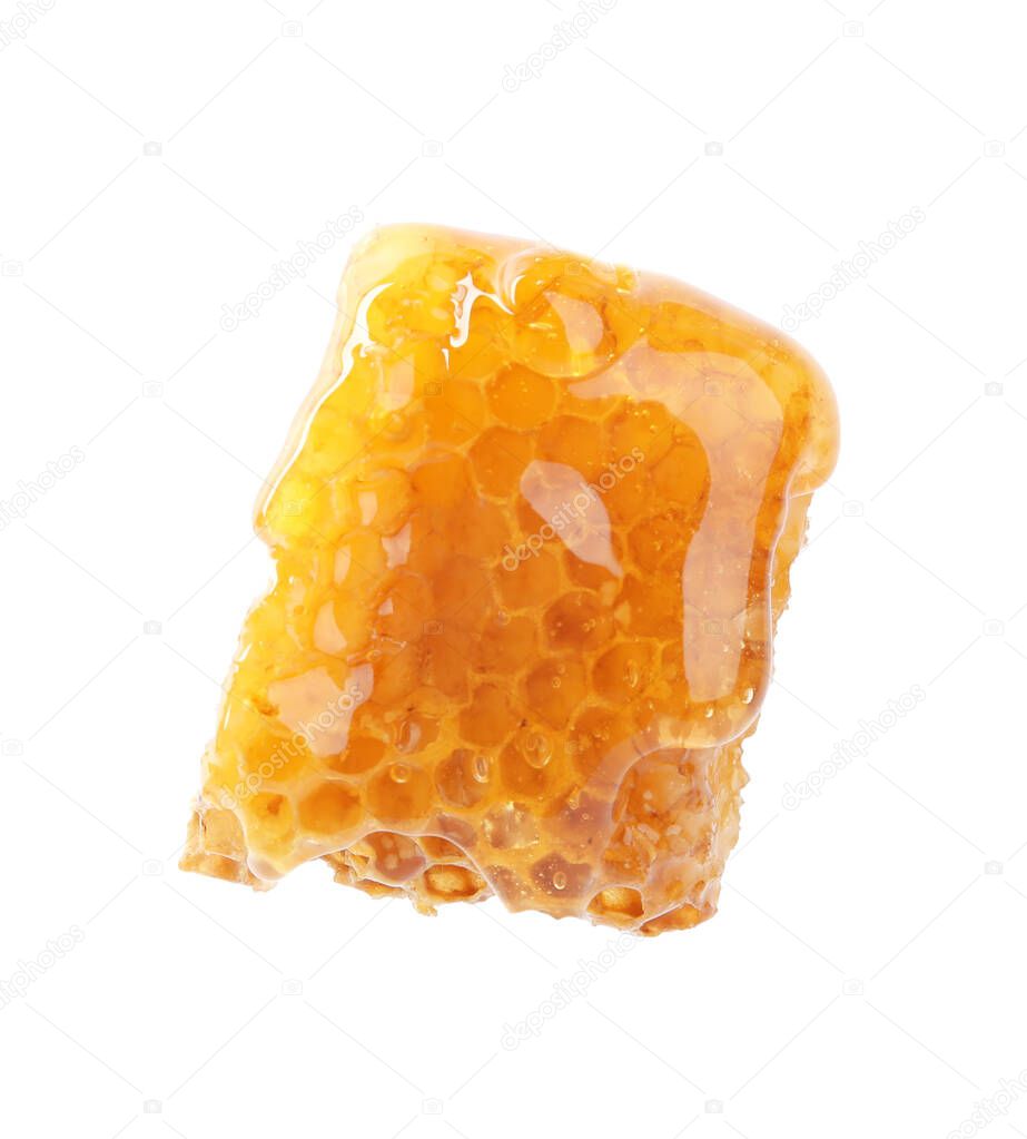 Piece of tasty fresh honeycomb isolated on white