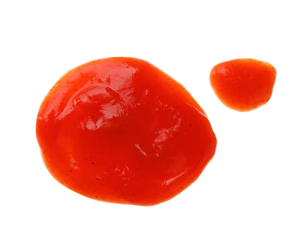 Leckere Tomatensauce isoliert auf weiß, Draufsicht — Stockfoto