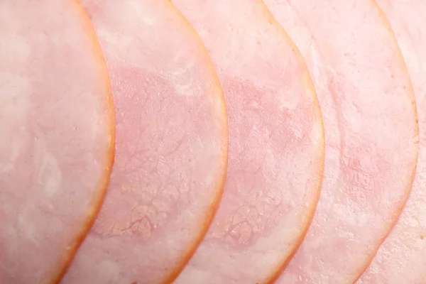 Slices Tasty Fresh Ham Background Top View — Stock Photo, Image