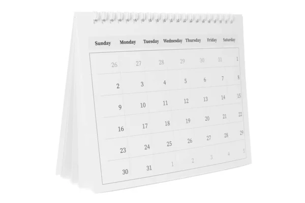 ホワイトで隔絶された紙のカレンダー。企画コンセプト — ストック写真