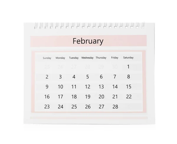 Calendário de papel isolado em branco. Conceito de planeamento — Fotografia de Stock