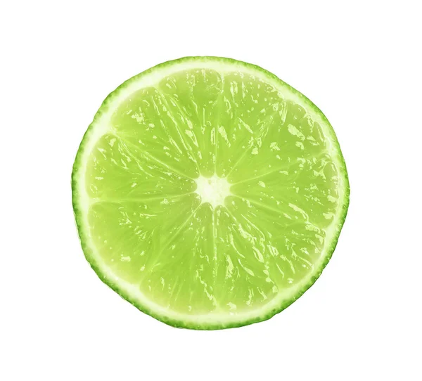 Cut fresh ripe lime isolated on white — Stock Photo, Image