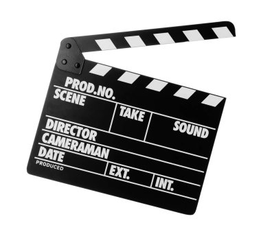 El çırpma tahtası beyaza izole edildi. Sinema yapımı