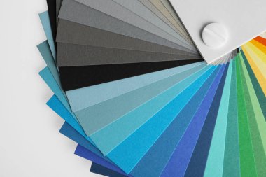 Beyaz arkaplanda renk paleti, üst görünüm