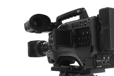 Modern profesyonel video kamera beyaz, yakın çekim