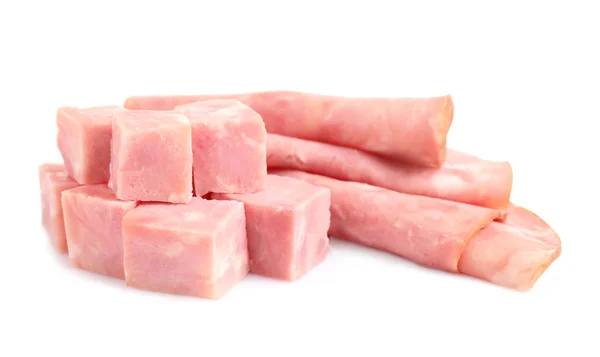 Tasty ham isolated on white. Fresh delicacy — 스톡 사진