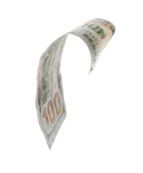 Nota de dólar isolada em branco. Dinheiro voador — Fotografia de Stock