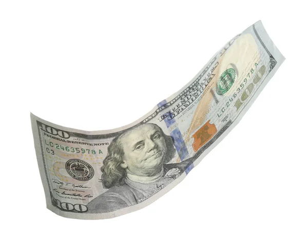 Dollarsedel isolerad på vitt. Flygande pengar — Stockfoto