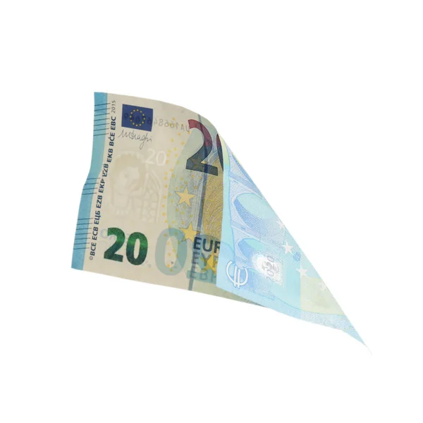 Notas de euro isoladas em branco. Dinheiro voador — Fotografia de Stock