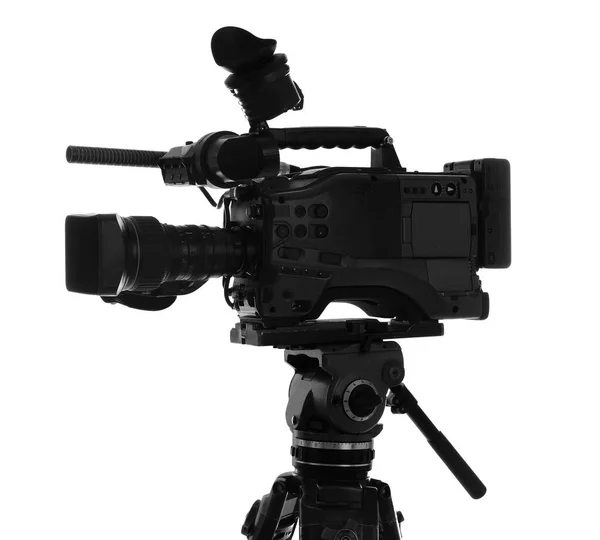 Σύγχρονη Επαγγελματική Βιντεοκάμερα Απομονωμένη Λευκό — Φωτογραφία Αρχείου