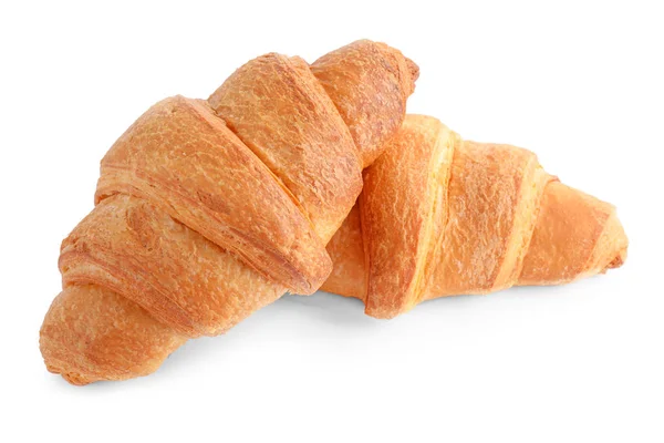 Gustosi croissant freschi croccanti isolati su bianco — Foto Stock