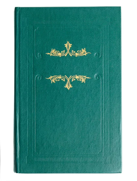 Livro Antigo Com Capa Verde Vintage Isolado Branco Vista Superior — Fotografia de Stock