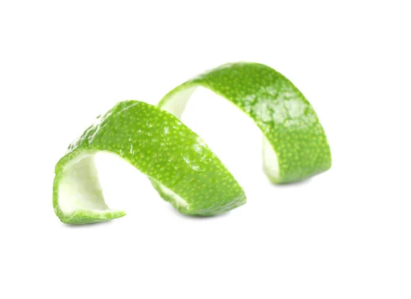 Peel of fresh ripe lime isolated on white — Stock Photo, Image
