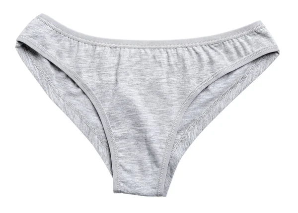 Comfortable grey women's underwear isolated on white, top view — 스톡 사진