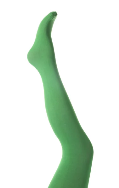 Beyaz Arka Planda Yeşil Taytlı Bacak Mankeni — Stok fotoğraf