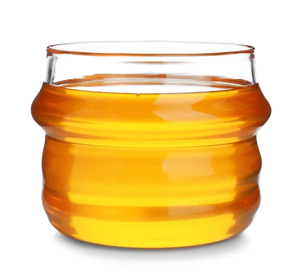 白に単離された有機蜂蜜の瓶 — ストック写真