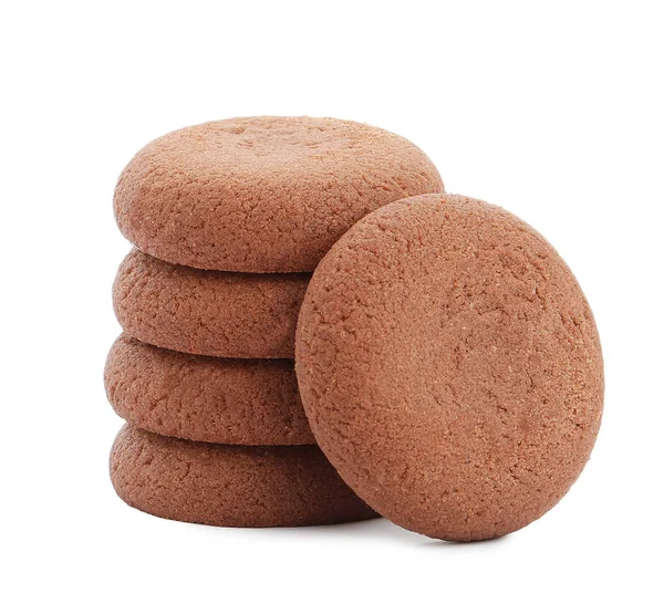 Biscoitos de chocolate caseiros saborosos no fundo branco — Fotografia de Stock