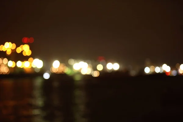 Blurred View Port Night Bokeh Effect — Stock Photo, Image