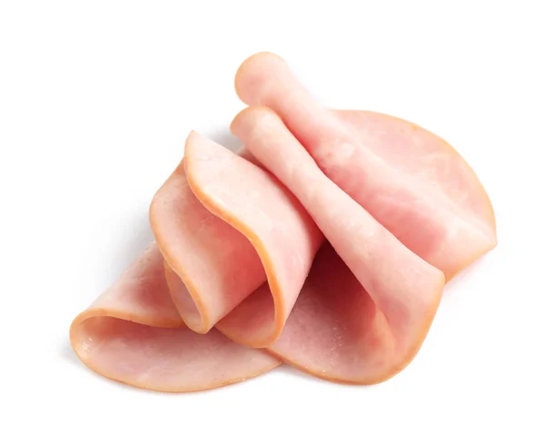 Slices Tasty Fresh Ham Isolated White — 스톡 사진