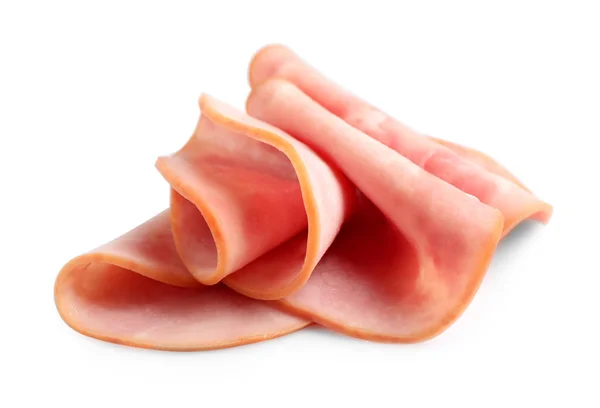 Slices Tasty Fresh Ham Isolated White — 스톡 사진