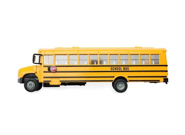 Żółty Autobus Szkolny Białym Tle Widok Góry Transport Dla Studentów — Zdjęcie stockowe