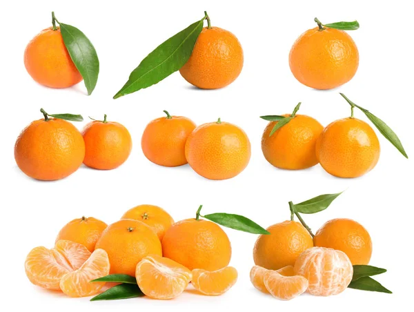 Geschälte frische saftige Mandarine isoliert auf weiß — Stockfoto