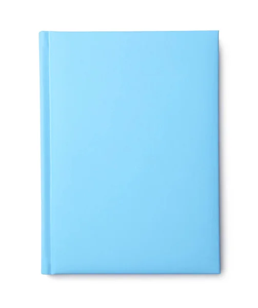 Notebook azul claro elegante isolado em branco, vista superior — Fotografia de Stock