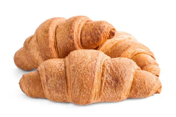 Gustosi croissant freschi croccanti isolati su bianco — Foto Stock