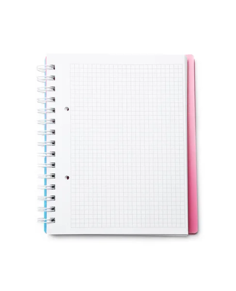 Notebook Aberto Elegante Isolado Branco Vista Superior — Fotografia de Stock