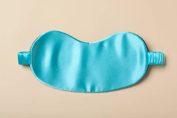 Turquoise Sleeping Mask Yellow Background Top View Bedtime Accessory — Stock Photo, Image