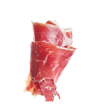 Lezzetli prosciutto rulosu beyaza izole edilmiş.