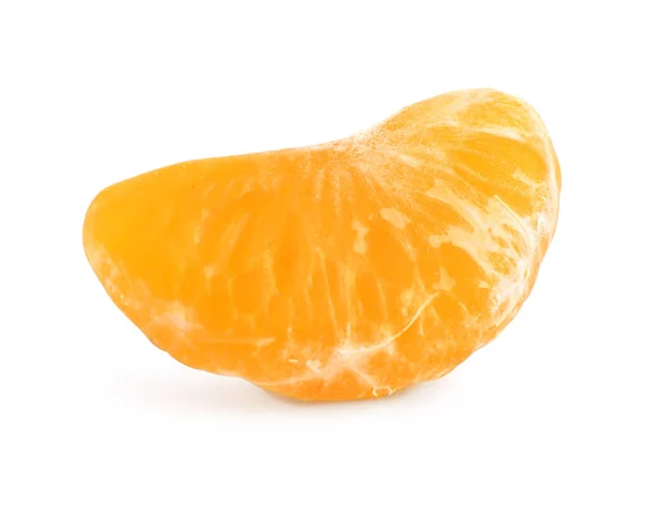 Fresh juicy tangerine segment isolated on white — Stock Photo, Image