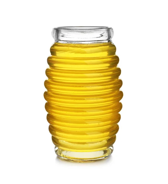 Burk ekologisk honung isolerad på vitt — Stockfoto