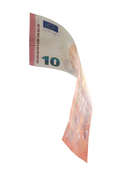 Euro-Banknote isoliert auf weiß. fliegendes Geld — Stockfoto