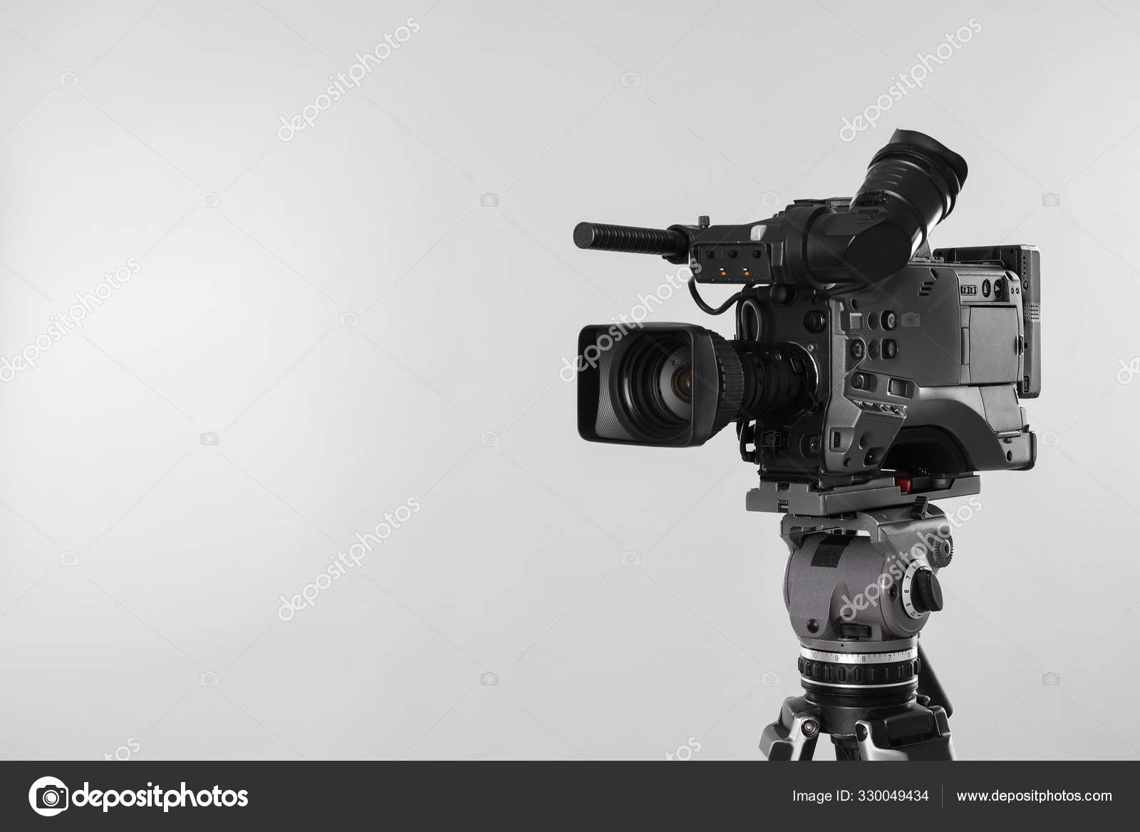 Modern Professional Video Camera Light Background Space Text Stock