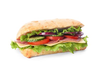 Taze sebzeli ve salamlı nefis bir sandviç. 