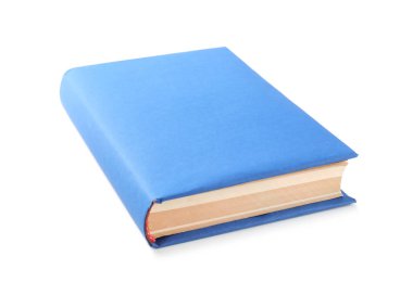 Boş mavi kapaklı kitap beyaz üzerine izole