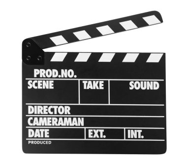 El çırpma tahtası beyaza izole edildi. Sinema yapımı